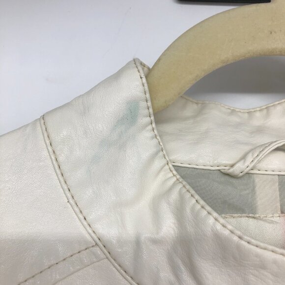 G By Guess Ivory Pleather Faux Leather Vegan Moto Jacket size L - Picture 8 of 16